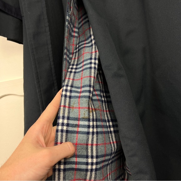 Burberry Vintage Wool Grey Nova Check Detail Lined Hooded Trench Coat - Picture 5 of 9